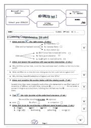 English Worksheet: mid-semester test 2   / 2nd sec.(Tunisia)