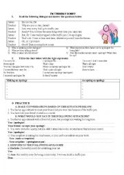 English Worksheet: Apologising