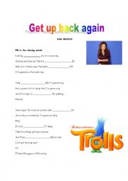 Song Worksheet Get Up back Again, Trolls, Anna Kendrick