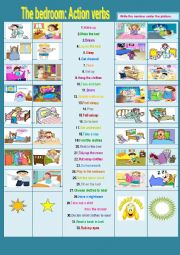 English Worksheet: The bedroom: Action verbs used in the bedroom 