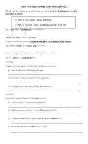 English Worksheet: Conditional type 2 