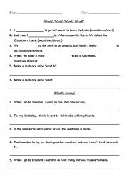 English Worksheet: Careless Mistakes Revision sheet (wan, went)