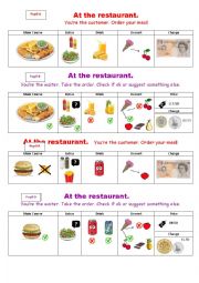 English Worksheet: Role play : At the restaurant