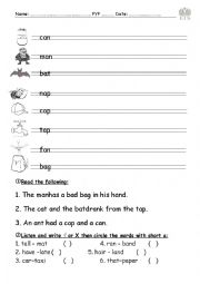 English Worksheet: Short vowels