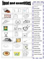 English Worksheet:  food abd quantities 
