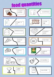 English Worksheet:  Food quantities puzzle