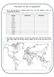 English Worksheet: how good are you at geography?