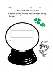 English Worksheet: Leprechauns predictions