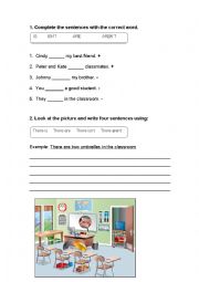 English Worksheet: To be and there is there are exercise