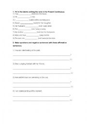 English Worksheet: Present continuous