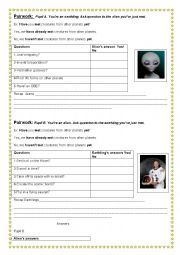 English Worksheet: Meet Aliens pairwork