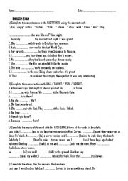 English Worksheet: Past tense exam