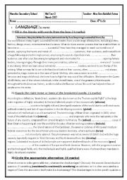 English Worksheet: mid test 2 for 4th formers