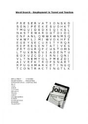English Worksheet: Employment in Travel and Tourism Wordsearch