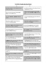 English Worksheet: Tandem activity: practice the  PAST PEFECT