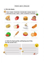 English Worksheet: Food Like and Dislike