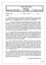 English Worksheet: 4th grade end-of-term test 1