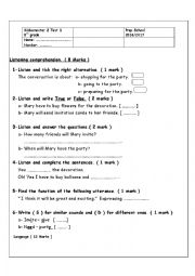English Worksheet: Midsemster 2 test 1