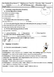 English Worksheet: mid- semester test n 3