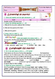 English Worksheet: mid semester 2 test n1 8th form2