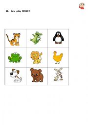 English Worksheet: ANIMALS  BINGO