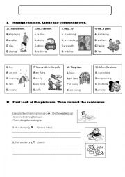 English Worksheet: present and past continuous