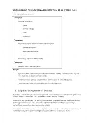 English Worksheet: Presentation and description