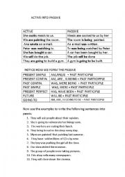 English Worksheet: active into passive