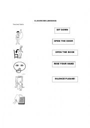 English Worksheet: clasroom commands matching 