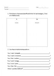 English Worksheet: food handout 