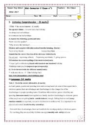 English Worksheet: 8th mid semester 2