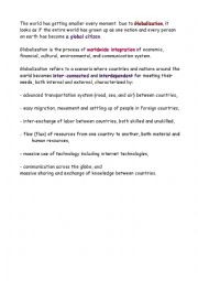 Globalization worksheets