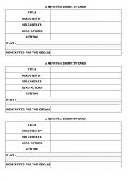 English Worksheet: Film identity card