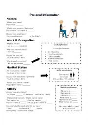 English Worksheet: Personal Information Questions