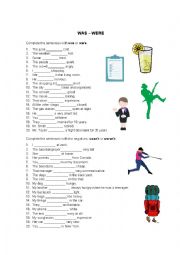 English Worksheet: WAS or WERE