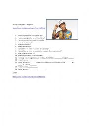 Bruno Mars. MiNI bIOgraphy video and worksheet.