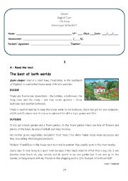English Worksheet: Home sweet home - 7th form test