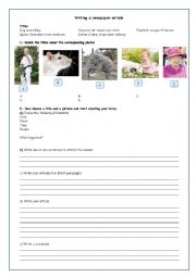 English Worksheet: Writing a newspaper article