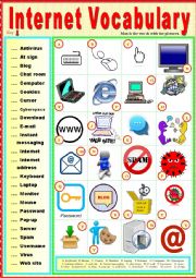 English Worksheet: Internet Vocabulary. Matching exercise + KEY.