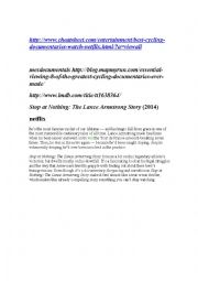 English Worksheet: STOP AT NOTHING- LANCE ARMOSTRONG DOCUMENTARY