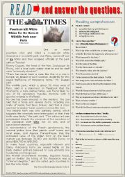 English Worksheet: Poachers kill White Rhino in Wildlife park near Paris. Reading + questions + KEY.