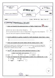 English Worksheet: Mid-semester test 2   / 4th form Sec. edu. (Tunisia)