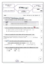 English Worksheet: Mid-semester test 2   / 4th form Sec. edu.(sports ) (Tunisia)