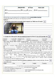 English Worksheet: TEST-  Teen spirit: Whats it really like to be a teenager?- Version B
