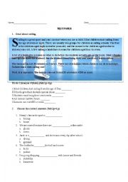 English Worksheet:  Test 5th grade