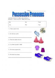 English Worksheet: Possessive Pronouns Sentence Maker