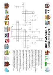 English Worksheet: Places in Town Crossword