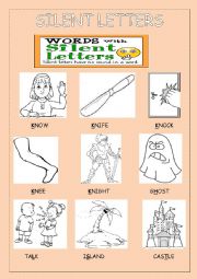 English Worksheet: Silent letters