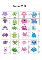 English Worksheet: Guess who monsters version