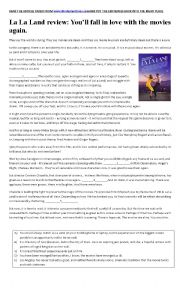 English Worksheet: La La Land - Reading Comprehension